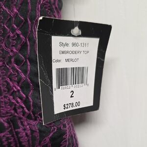 Nanette Lepore Purple and Black Embroidered Top